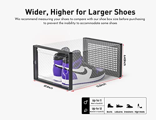 Kuject X-Large Shoe Storage Boxes Organizers for Closet 12 Pack, Clear Plastic Stackable Sneaker Containers for Entryway, Space Saving Shoe Rack Bin Holder