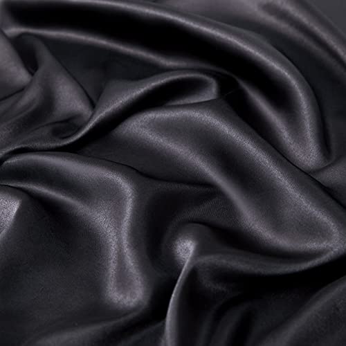 Vonty Satin Sheets Full Size Silky Soft Satin Bed Sheets Black Satin Sheet Set, 1 Deep Pocket Fitted Sheet + 1 Flat Sheet + 2 Pillowcases