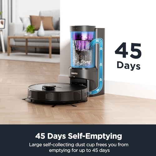 EUREKA E10s Robot Vacuum with Bagless Self Emptying Station, Robotic Vacuum and Mop Combo, 45-Day Capacity, 4000Pa Suction for Pet Hair, Carpet&Floor, Auto Lifting Mop, LiDAR Navigation, App Control