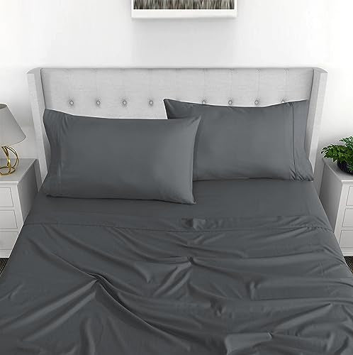 RUVANTI Queen Sheet Set - Luxurious Sheets Soft Like Silk - Cozy & Comfy - 15 Inch Deep Pocket (Fits up to 17") Hotel Bed Sheets Queen Size - 4 Pcs - Dark Grey