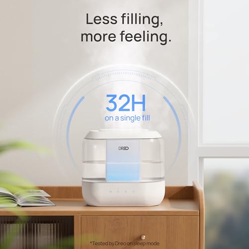 Dreo Humidifiers for Bedroom, Top Fill 4L Supersized Cool Mist Humidifier with Oil Diffuser and Nightlight, 32H Runtime, Quiet Ultrasonic Humidifiers for Home, Large Room, Baby Nursery and Plants