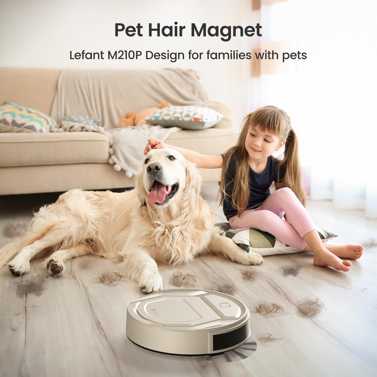 Lefant M210 Pro Robot Vacuum, Tangle-Free 2200Pa Strong Suction, 120 Mins Runtime, Slim,Quiet, Self-Charging Wi-Fi/APP Remote Connected Robotic Vacuum Cleaner, Ideal for Pet Hair, Hard Floors