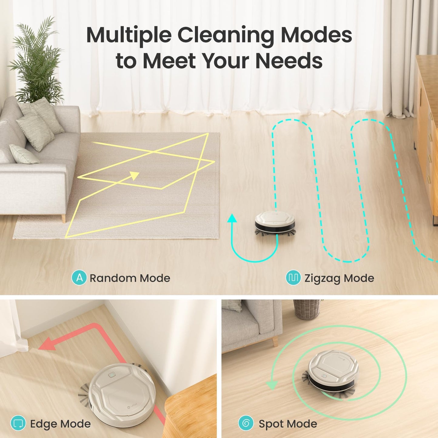 Lefant M210 Pro Robot Vacuum, Tangle-Free 2200Pa Strong Suction, 120 Mins Runtime, Slim,Quiet, Self-Charging Wi-Fi/APP Remote Connected Robotic Vacuum Cleaner, Ideal for Pet Hair, Hard Floors