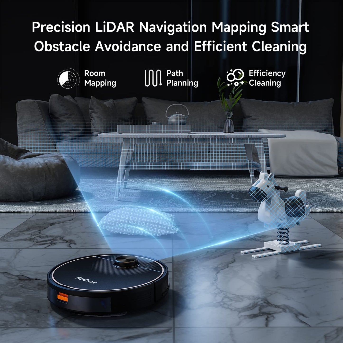 RUBOT Robot Vacuum and Mop Combo, Robot Vacuum Cleaner 4500Pa Strong Suction 2-in-1 with Lidar Navigation 200min Runtime, Multi-Floor Mapping, No-go Zone, Compatible Alexa Voice, for Carpet Hard Floor