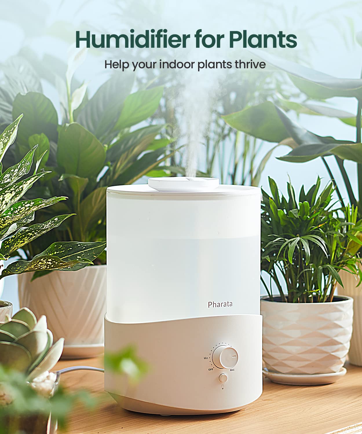 Pharata Humidifiers for Bedroom Large Room, 2.5L Cool Mist Humidifier with Essential Oil Diffuser, Top Fill Humidifier for Baby, Home, Plant, Ultrasonic Humidification for whole house, Auto Shut-Off