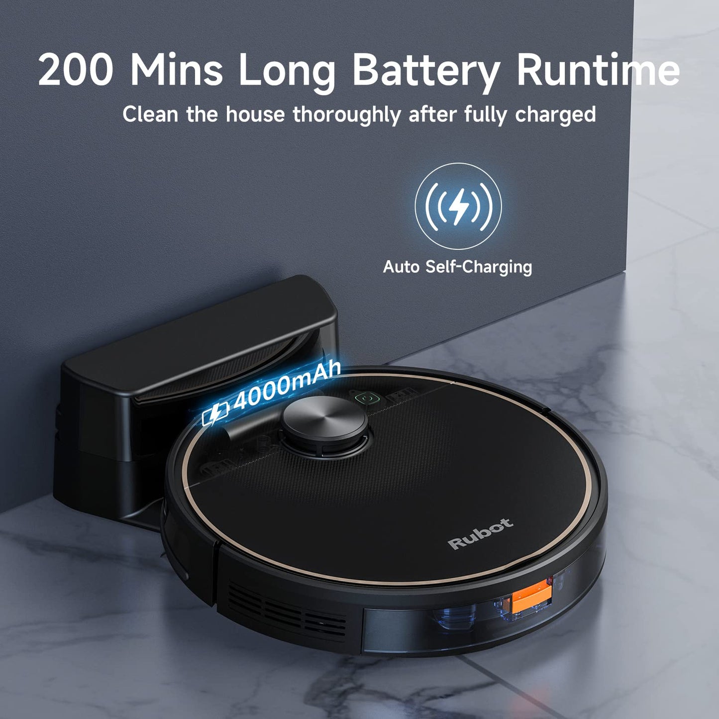 RUBOT Robot Vacuum and Mop Combo, Robot Vacuum Cleaner 4500Pa Strong Suction 2-in-1 with Lidar Navigation 200min Runtime, Multi-Floor Mapping, No-go Zone, Compatible Alexa Voice, for Carpet Hard Floor