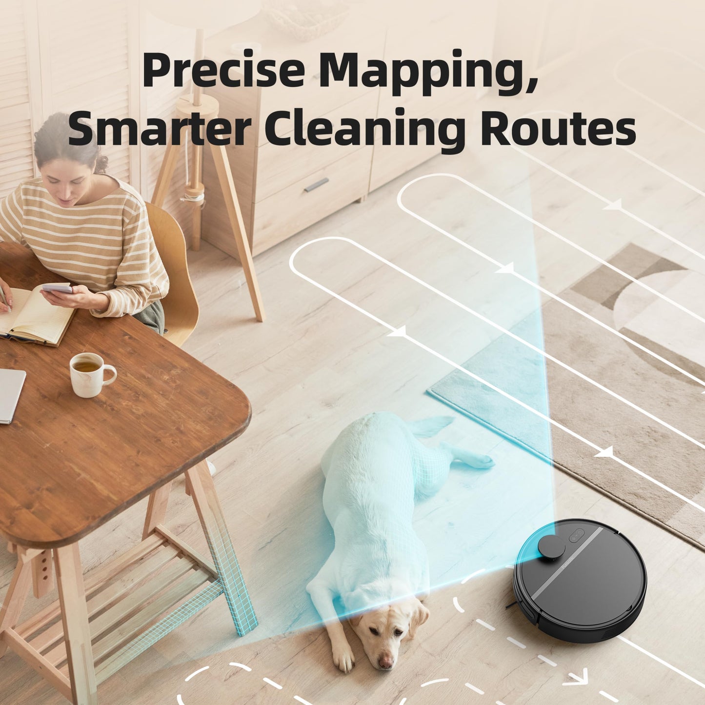 Pureatic N5 Robot Vacuum Cleaner, LiDar Navigation, 3000Pa Strong Suction, 200Mins Max, Quite, Smart Mapping, Wi-Fi/App/Alexa Control, Ideal for Pet Hair Hard Floors & Carpet