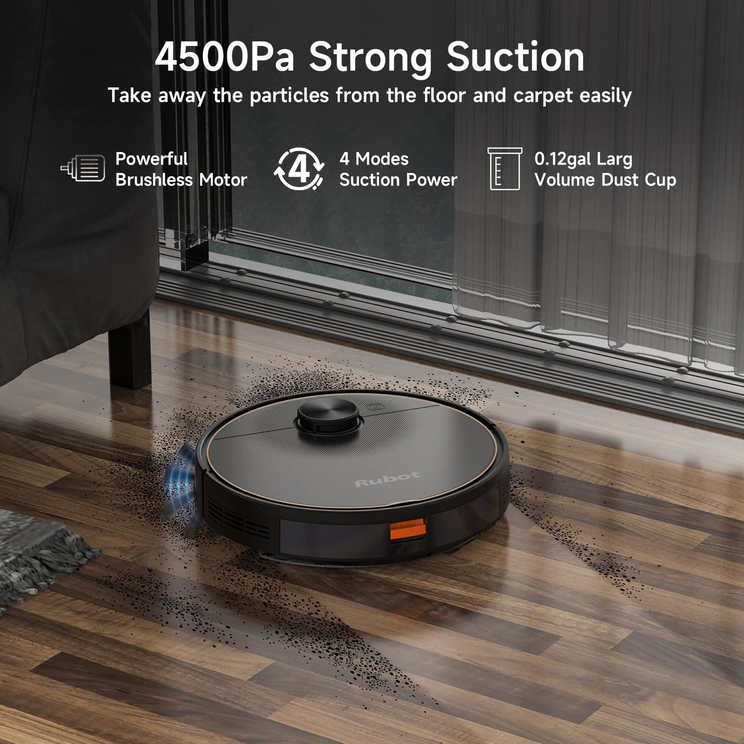 RUBOT Robot Vacuum and Mop Combo, Robot Vacuum Cleaner 4500Pa Strong Suction 2-in-1 with Lidar Navigation 200min Runtime, Multi-Floor Mapping, No-go Zone, Compatible Alexa Voice, for Carpet Hard Floor