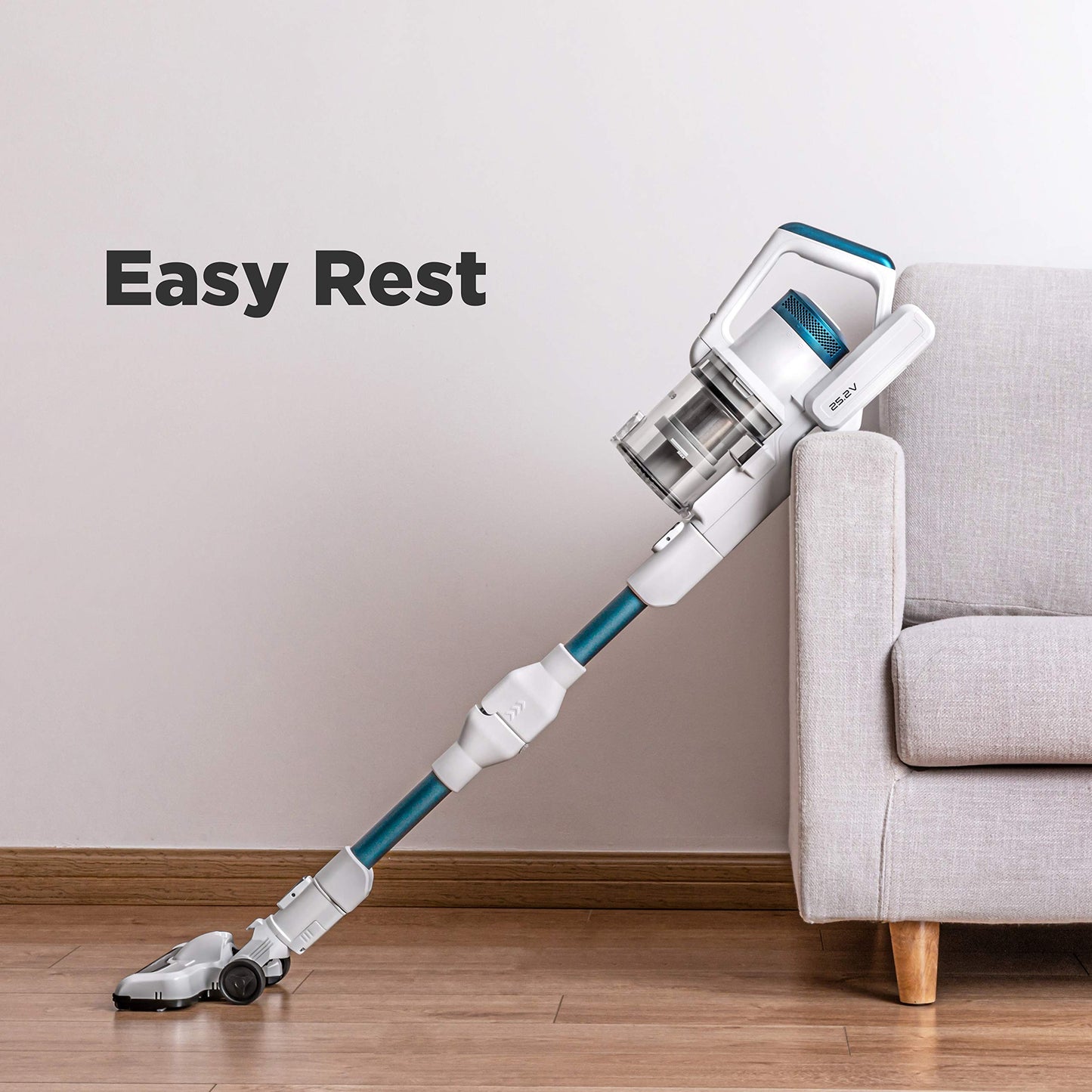 Eureka NEC185 Cordless Stick Vacuum Cleaner Convenient for Hard Floors, Rechargeable Handheld Vacuum Cleaner Portable with Powerful Motor Efficient Suction,White